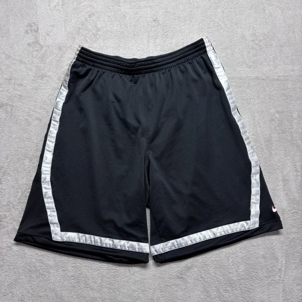 Y2K Nike Mens XXL 2XL Basketball Shorts Black White Dazzle Mesh Athletic